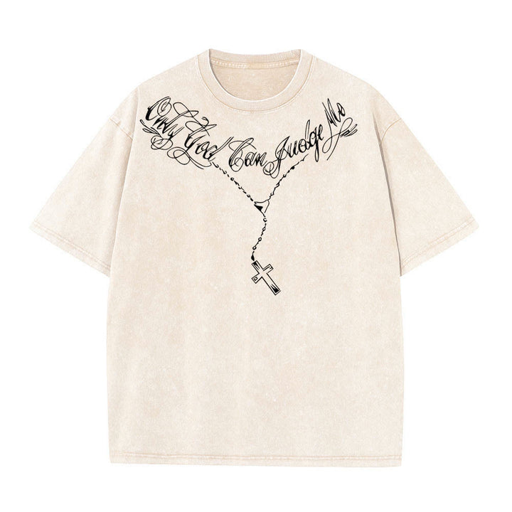 Christianartworkshop Vorderseite: Schriftzug in Schreibschrift, Rückseite: Dornenkrone, betender Jesus, vorgewaschenes T-Shirt - image 4