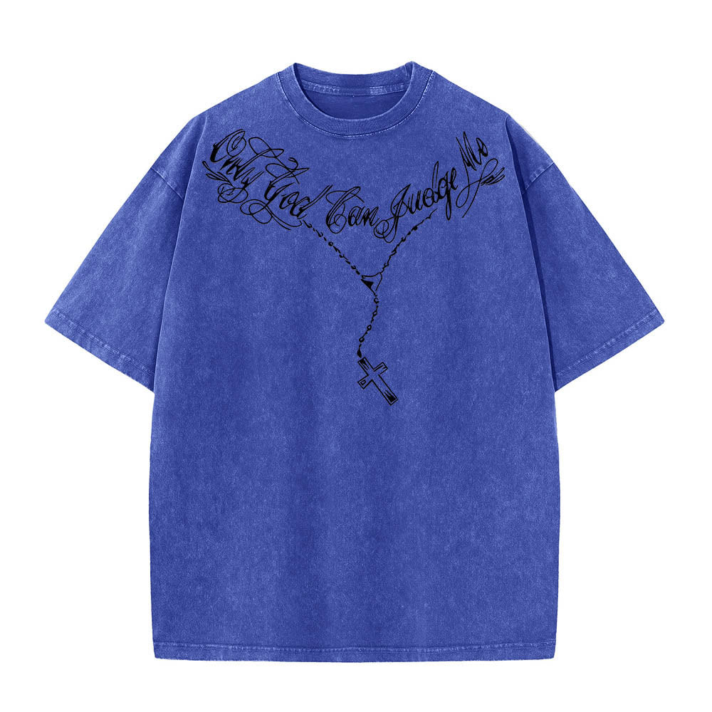 Christianartworkshop Vorderseite: Schriftzug in Schreibschrift, Rückseite: Dornenkrone, betender Jesus, vorgewaschenes T-Shirt - image 13