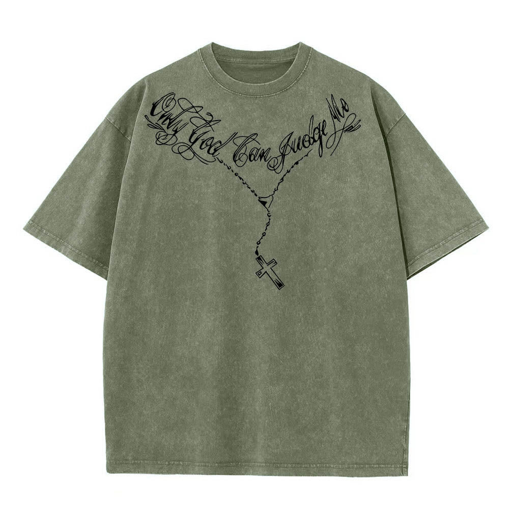 Christianartworkshop Vorderseite: Schriftzug in Schreibschrift, Rückseite: Dornenkrone, betender Jesus, vorgewaschenes T-Shirt - image 25