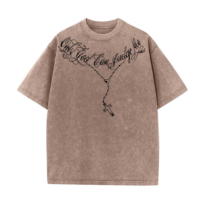 Christianartworkshop Vorderseite: Schriftzug in Schreibschrift, Rückseite: Dornenkrone, betender Jesus, vorgewaschenes T-Shirt - image 7