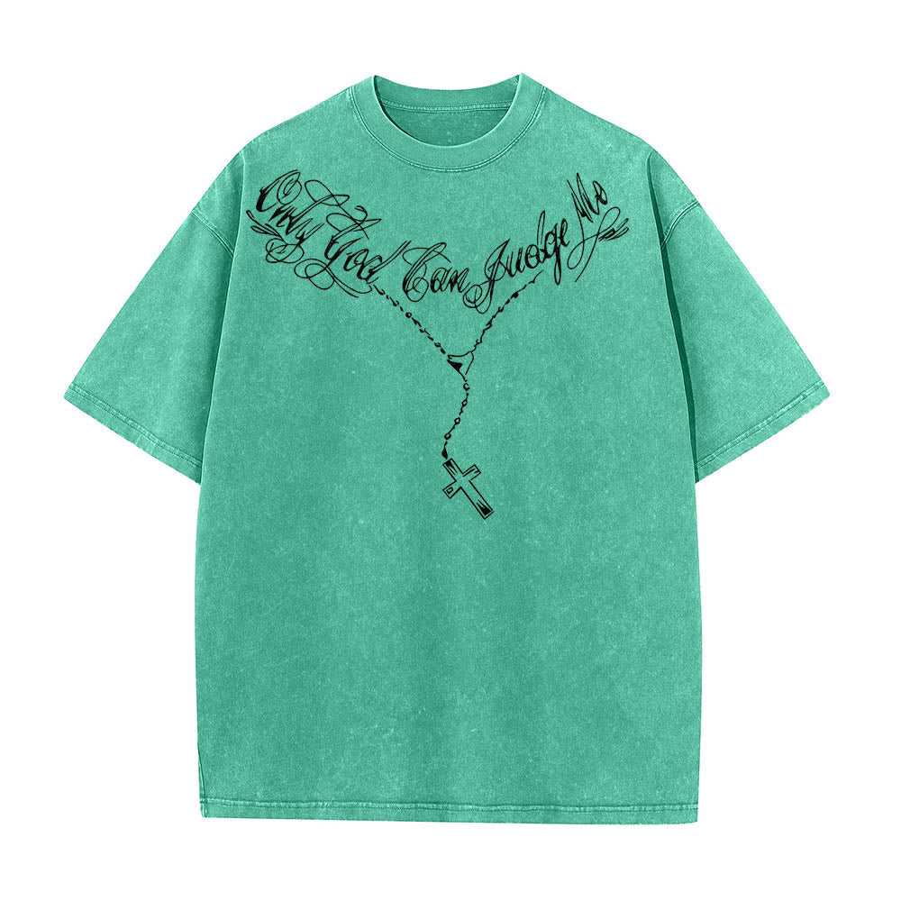 Christianartworkshop Vorderseite: Schriftzug in Schreibschrift, Rückseite: Dornenkrone, betender Jesus, vorgewaschenes T-Shirt - image 16