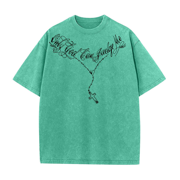 Christianartworkshop Vorderseite: Schriftzug in Schreibschrift, Rückseite: Dornenkrone, betender Jesus, vorgewaschenes T-Shirt - image 16