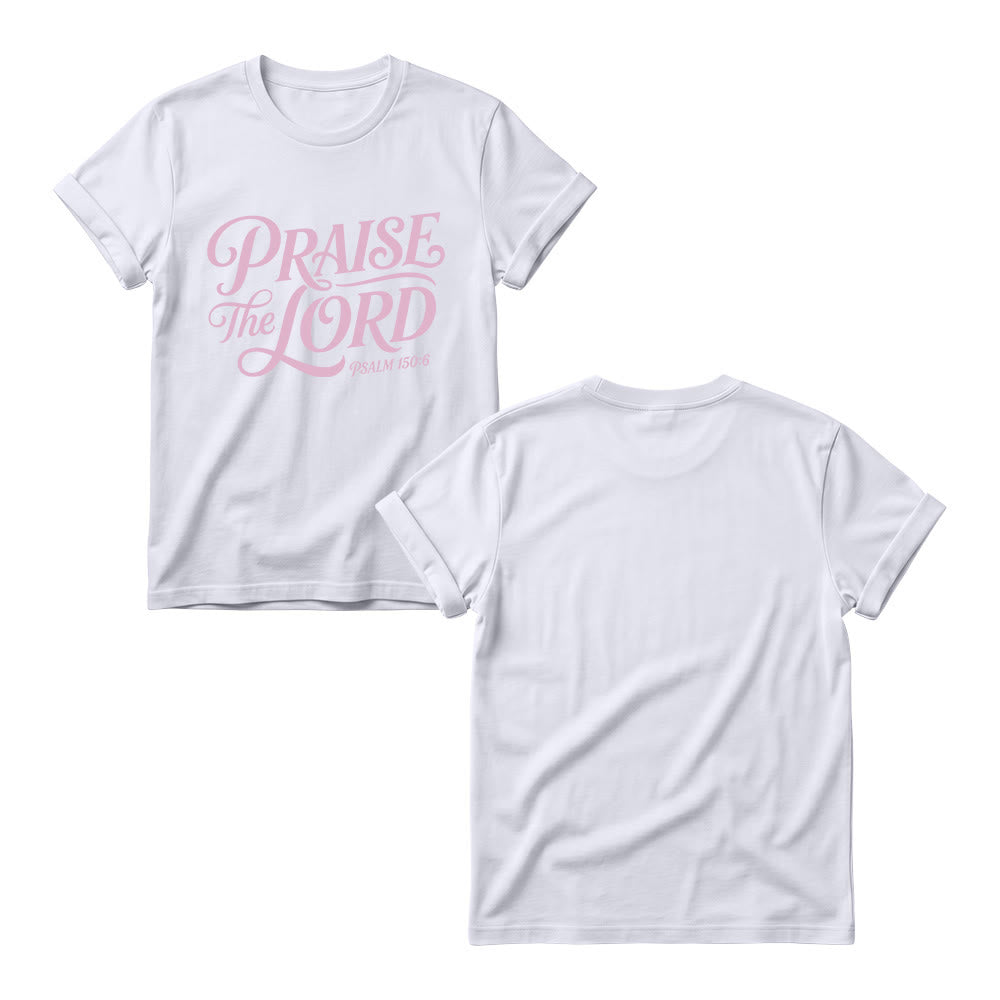 Christianartworkshop T-Shirt mit verschnörkelter Schrift „Lobet den Herrn“ (Psalm 150,6) für Damen mit Rundhalsausschnitt - image 3