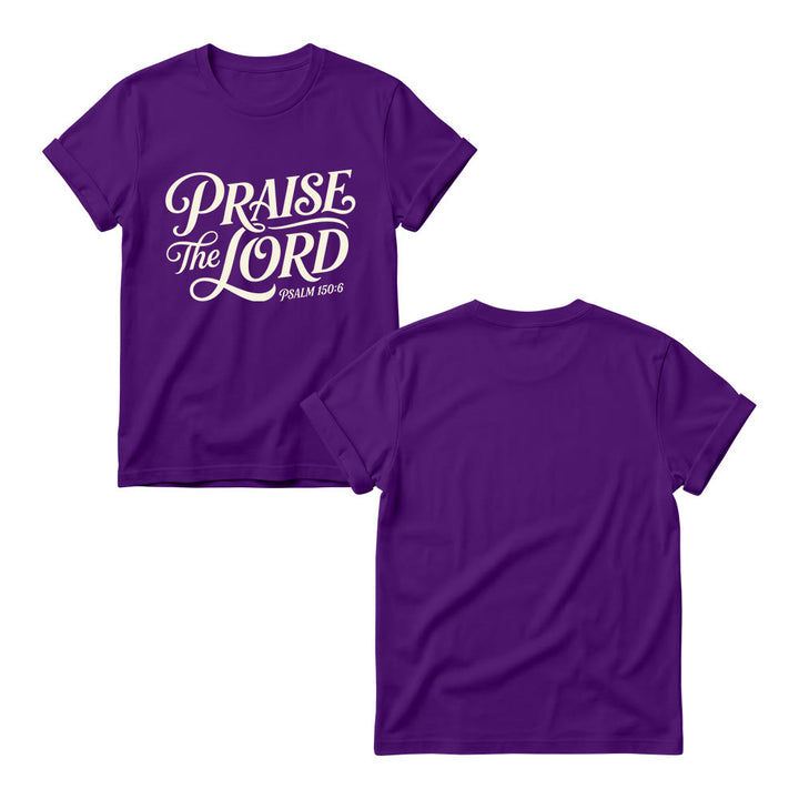 Christianartworkshop T-Shirt mit verschnörkelter Schrift „Lobet den Herrn“ (Psalm 150,6) für Damen mit Rundhalsausschnitt - image 13