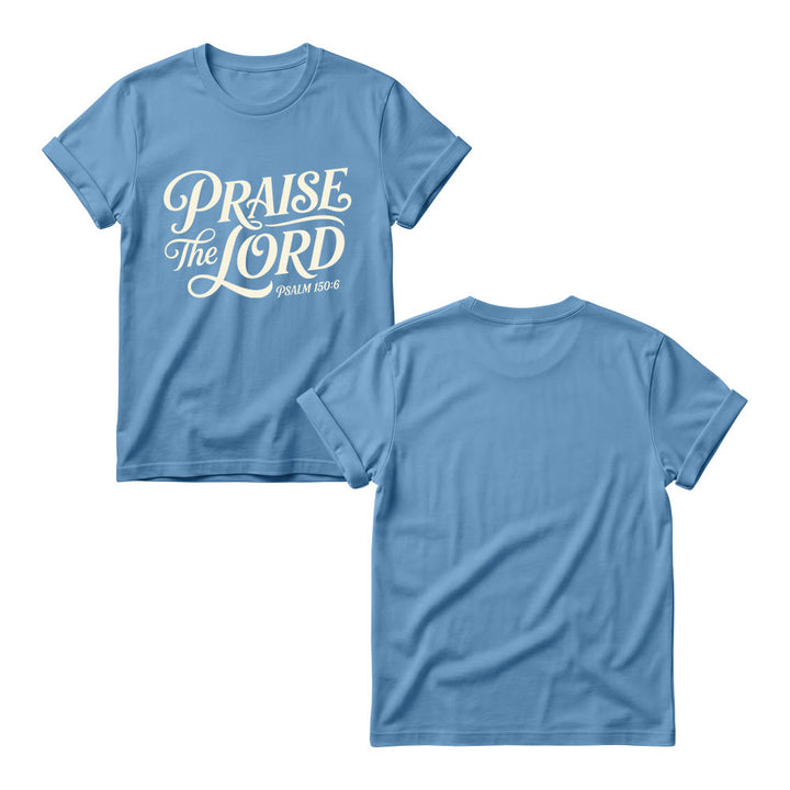 Christianartworkshop T-Shirt mit verschnörkelter Schrift „Lobet den Herrn“ (Psalm 150,6) für Damen mit Rundhalsausschnitt - image 11