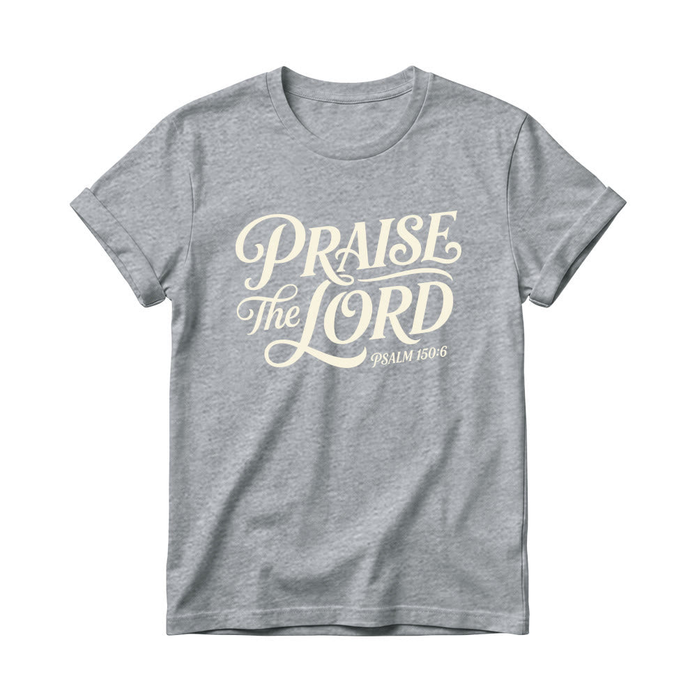 Christianartworkshop T-Shirt mit verschnörkelter Schrift „Lobet den Herrn“ (Psalm 150,6) für Damen mit Rundhalsausschnitt - Grau - 4XL - image 8
