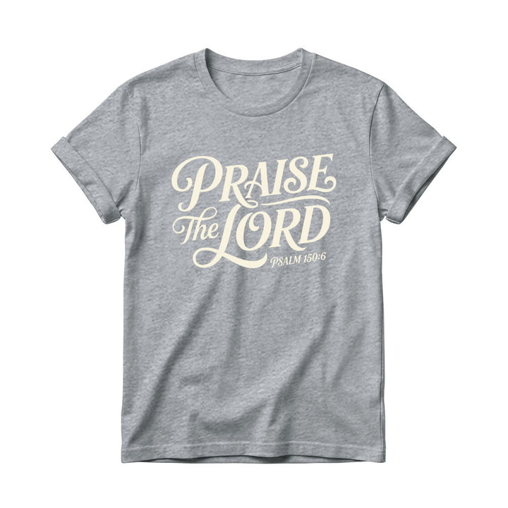Christianartworkshop T-Shirt mit verschnörkelter Schrift „Lobet den Herrn“ (Psalm 150,6) für Damen mit Rundhalsausschnitt - Grau - 4XL - image 8