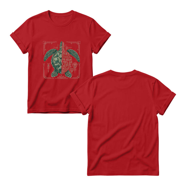 Christianartworkshop Damen-T-Shirt mit Rundhalsausschnitt, verziert mit geometrischem Muster, Meeresschildkröte, verziertem Rand und Psalm-Andachtsspruch - image 15