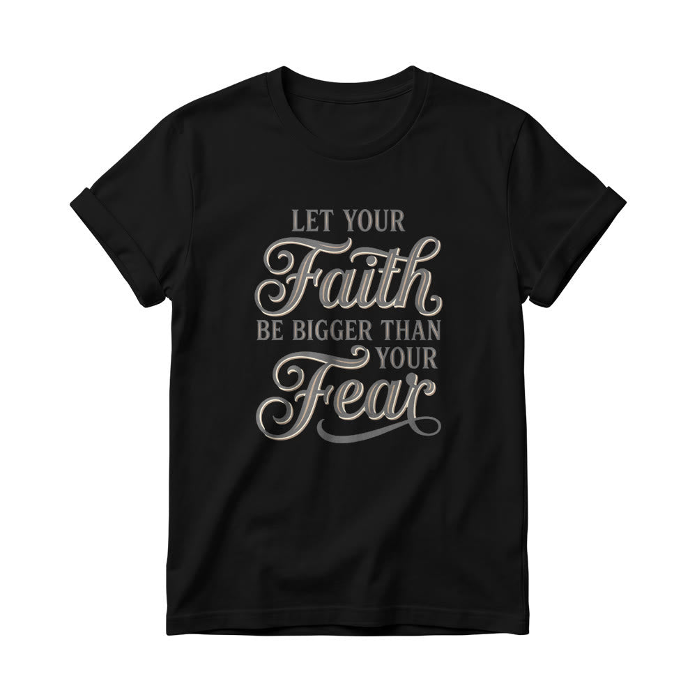 Christianartworkshop Dekoratives, geschwungenes Schlüsselmotiv mit Schriftzug „Glaube & Angst“ – Lässiges Damen-T-Shirt mit Rundhalsausschnitt - Schwarz - 4XL - image 7