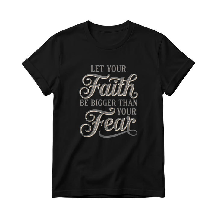 Christianartworkshop Dekoratives, geschwungenes Schlüsselmotiv mit Schriftzug „Glaube & Angst“ – Lässiges Damen-T-Shirt mit Rundhalsausschnitt - Schwarz - 4XL - image 7