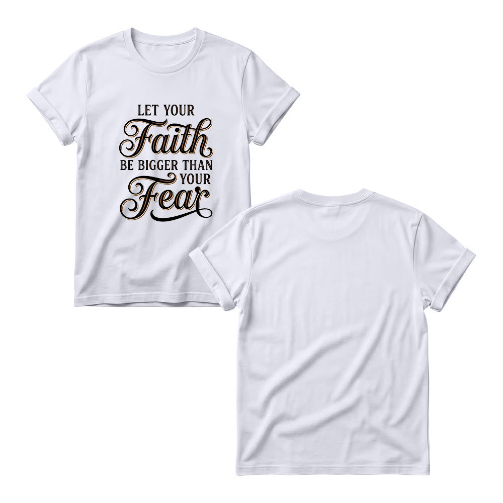 Christianartworkshop Dekoratives, geschwungenes Schlüsselmotiv mit Schriftzug „Glaube & Angst“ – Lässiges Damen-T-Shirt mit Rundhalsausschnitt - image 2
