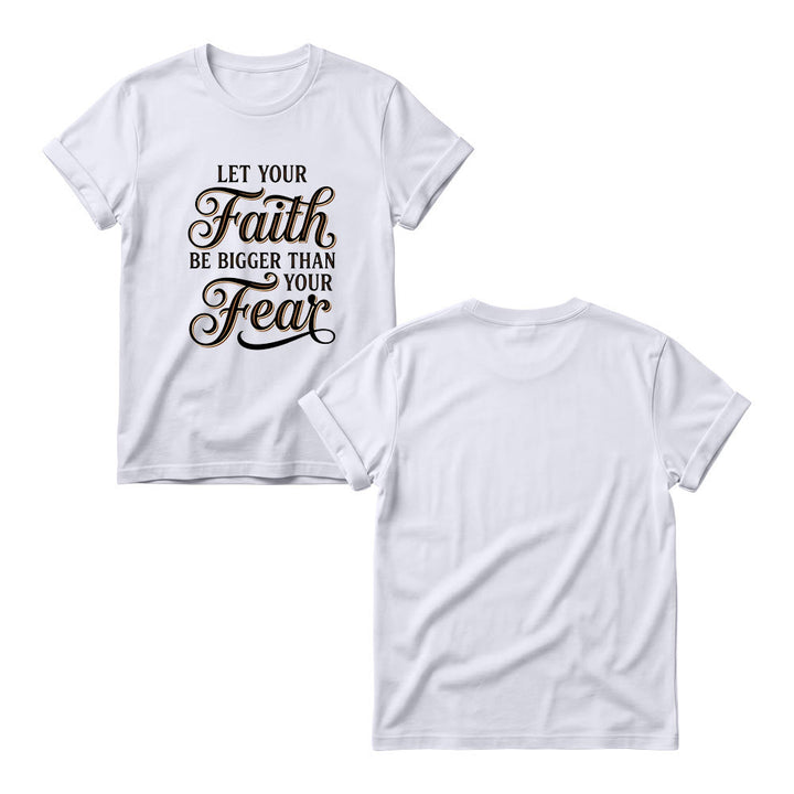 Christianartworkshop Dekoratives, geschwungenes Schlüsselmotiv mit Schriftzug „Glaube & Angst“ – Lässiges Damen-T-Shirt mit Rundhalsausschnitt - image 2