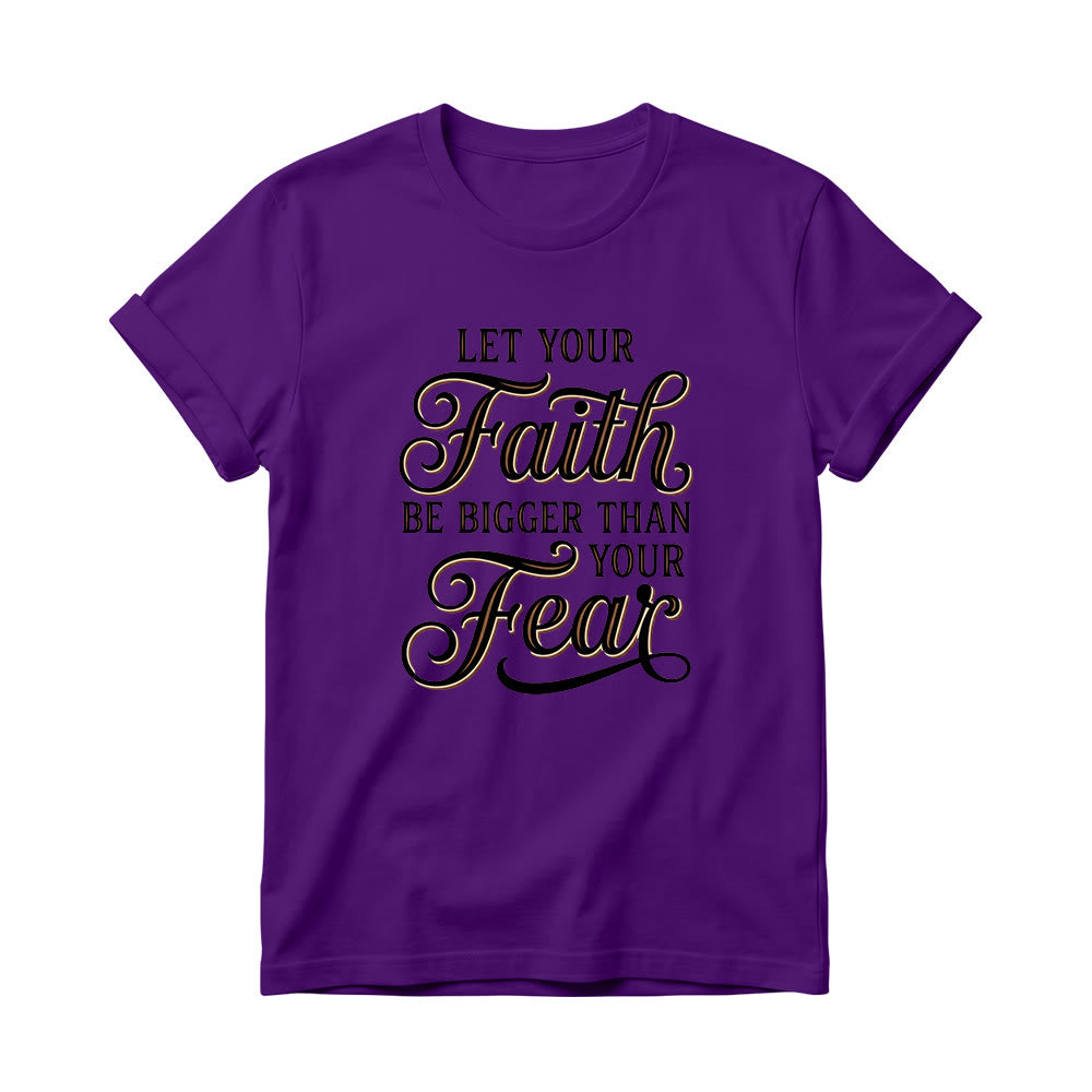 Christianartworkshop Dekoratives, geschwungenes Schlüsselmotiv mit Schriftzug „Glaube & Angst“ – Lässiges Damen-T-Shirt mit Rundhalsausschnitt - Lila - 4XL - image 3