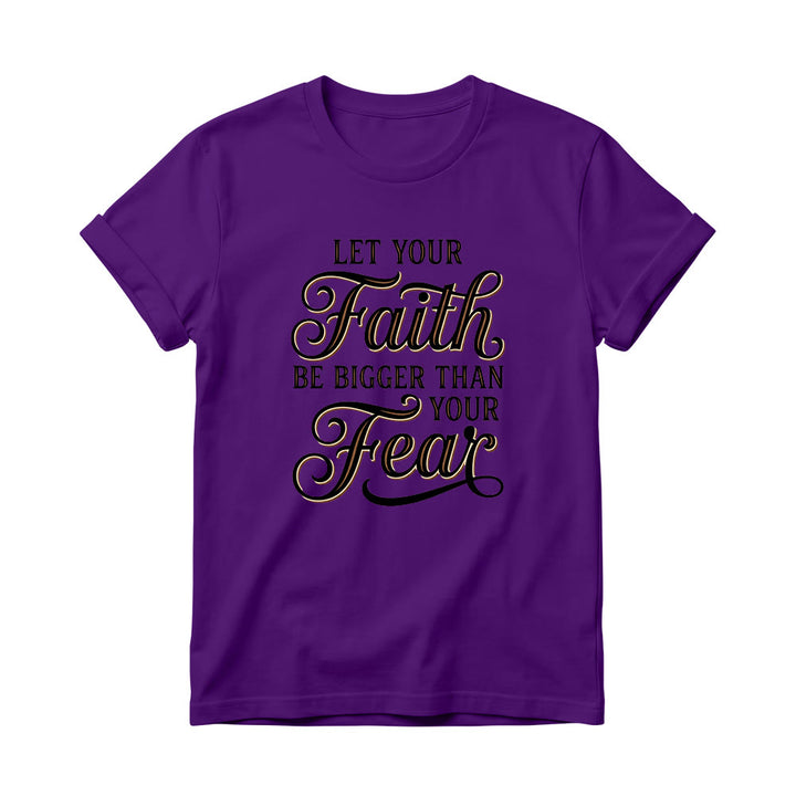 Christianartworkshop Dekoratives, geschwungenes Schlüsselmotiv mit Schriftzug „Glaube & Angst“ – Lässiges Damen-T-Shirt mit Rundhalsausschnitt - Lila - 4XL - image 3
