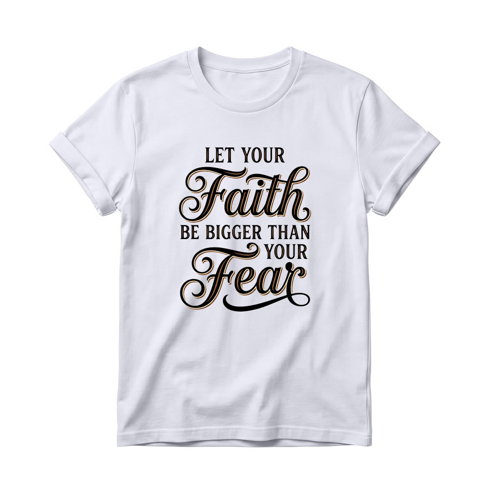 Christianartworkshop Dekoratives, geschwungenes Schlüsselmotiv mit Schriftzug „Glaube & Angst“ – Lässiges Damen-T-Shirt mit Rundhalsausschnitt - Weiß - 4XL - image 0