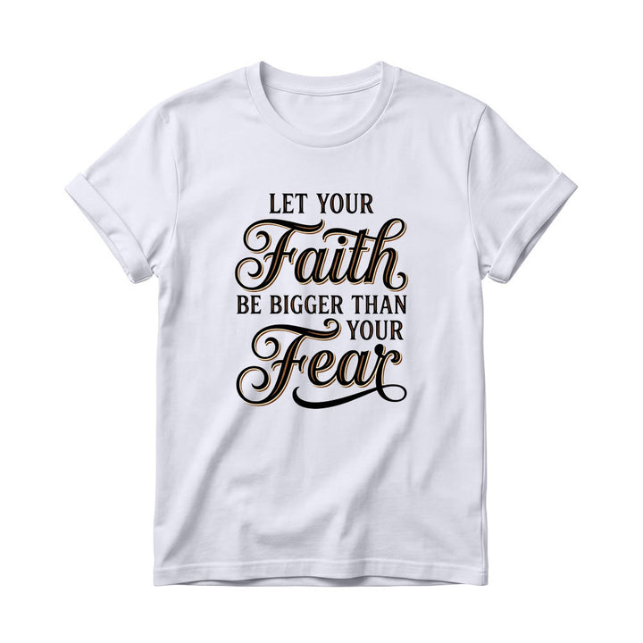 Christianartworkshop Dekoratives, geschwungenes Schlüsselmotiv mit Schriftzug „Glaube & Angst“ – Lässiges Damen-T-Shirt mit Rundhalsausschnitt - Weiß - 4XL - image 0