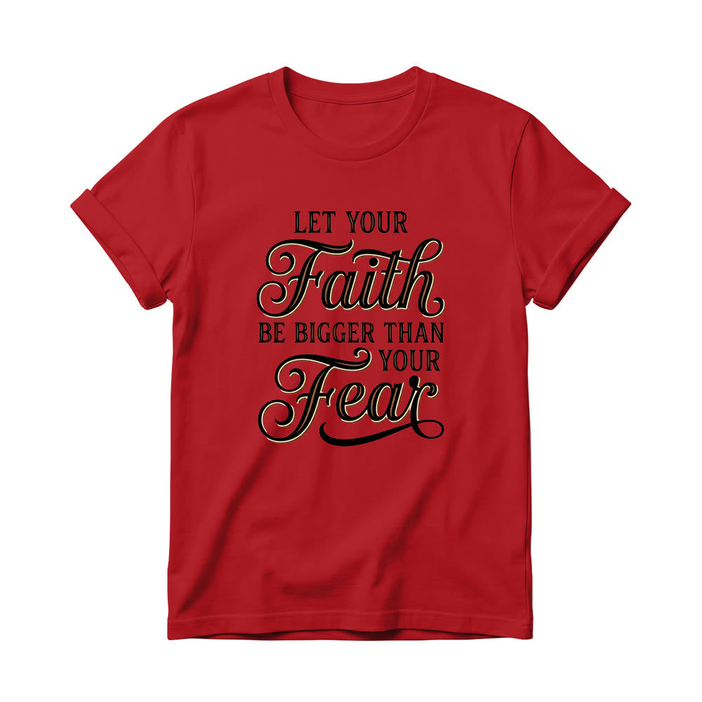 Christianartworkshop Dekoratives, geschwungenes Schlüsselmotiv mit Schriftzug „Glaube & Angst“ – Lässiges Damen-T-Shirt mit Rundhalsausschnitt - Rot - 4XL - image 15