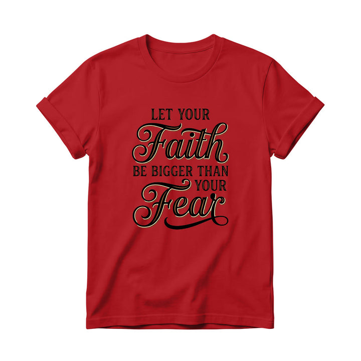 Christianartworkshop Dekoratives, geschwungenes Schlüsselmotiv mit Schriftzug „Glaube & Angst“ – Lässiges Damen-T-Shirt mit Rundhalsausschnitt - Rot - 4XL - image 15
