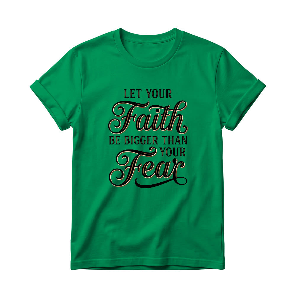 Christianartworkshop Dekoratives, geschwungenes Schlüsselmotiv mit Schriftzug „Glaube & Angst“ – Lässiges Damen-T-Shirt mit Rundhalsausschnitt - Grün - 4XL - image 17