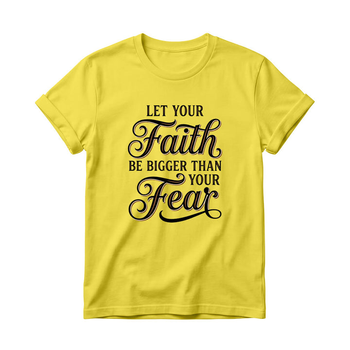 Christianartworkshop Dekoratives, geschwungenes Schlüsselmotiv mit Schriftzug „Glaube & Angst“ – Lässiges Damen-T-Shirt mit Rundhalsausschnitt - Gelb - 4XL - image 11