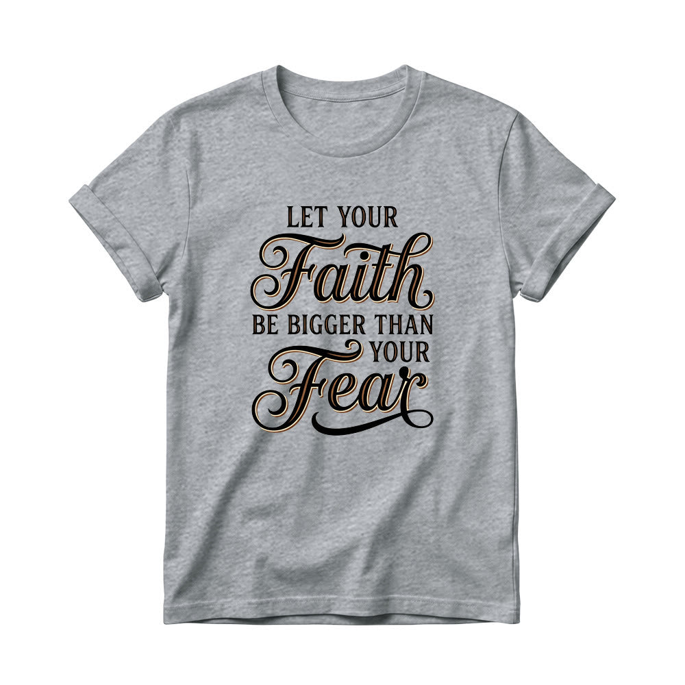 Christianartworkshop Dekoratives, geschwungenes Schlüsselmotiv mit Schriftzug „Glaube & Angst“ – Lässiges Damen-T-Shirt mit Rundhalsausschnitt - Grau - 4XL - image 13