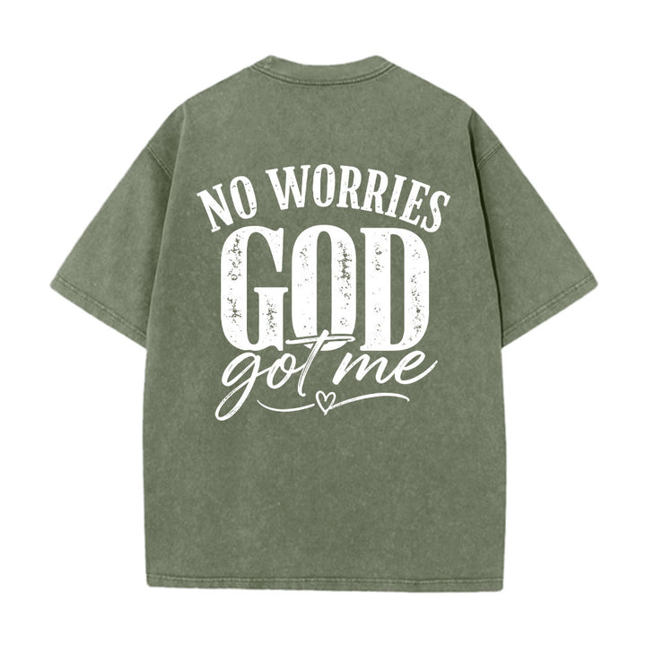 Christianartworkshop Linke Brust: Unafray Kreuzakzent; Rückseite: No Worries God Got Me Herzdetail; gewaschenes T-Shirt - image 26