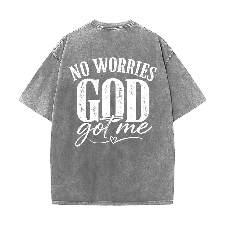 Christianartworkshop Linke Brust: Unafray Kreuzakzent; Rückseite: No Worries God Got Me Herzdetail; gewaschenes T-Shirt - image 8