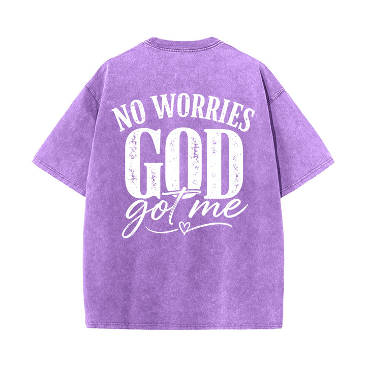 Christianartworkshop Linke Brust: Unafray Kreuzakzent; Rückseite: No Worries God Got Me Herzdetail; gewaschenes T-Shirt - image 20