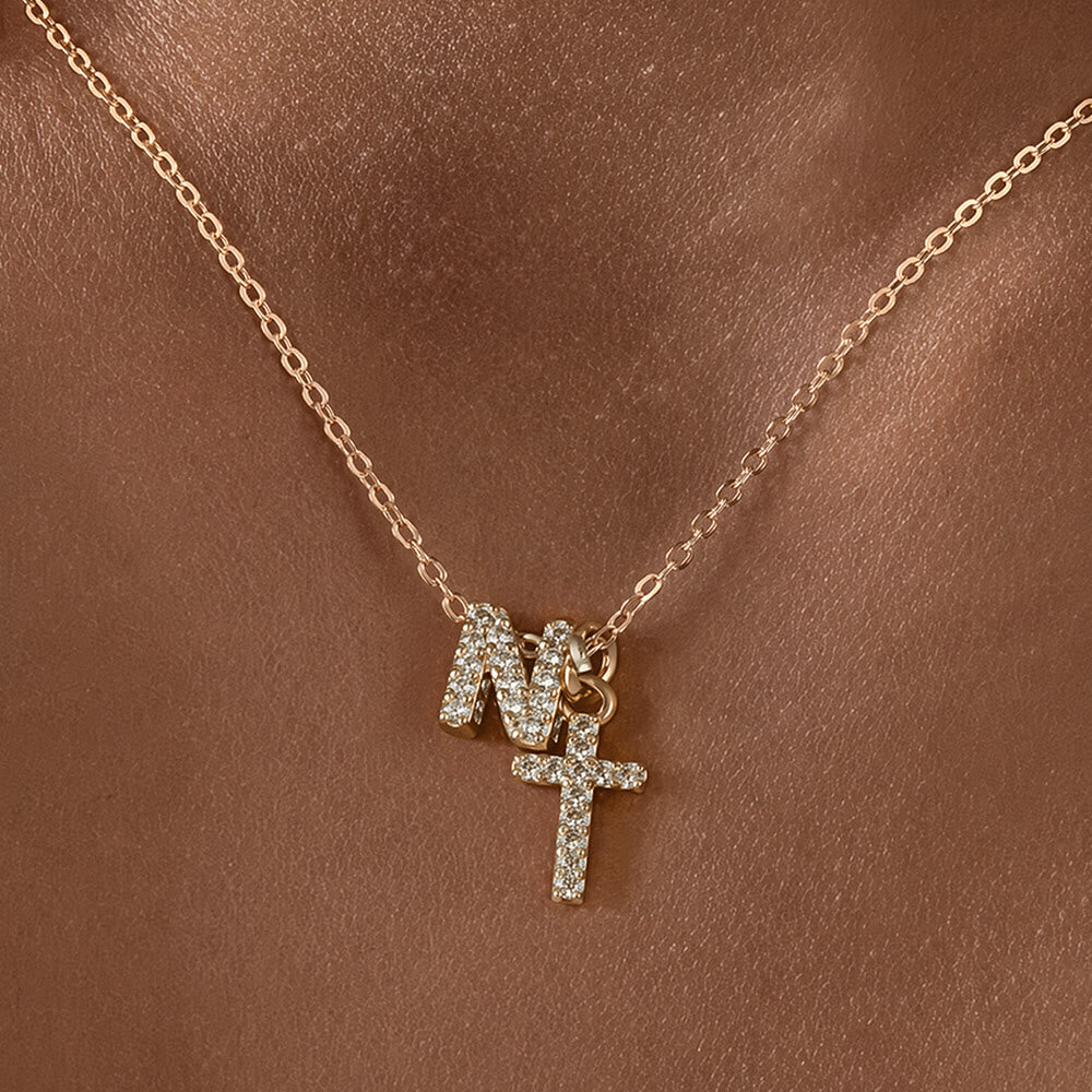 Christianartworkshop Individuell gestaltete Halskette mit Strass-Kreuzanhänger (Anfangsbuchstabe A-Z): Zeitloses Symbol sanfter himmlischer Fürsorge - N - image 15