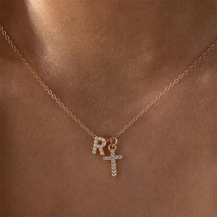 Christianartworkshop Individuell gestaltete Halskette mit Strass-Kreuzanhänger (Anfangsbuchstabe A-Z): Zeitloses Symbol sanfter himmlischer Fürsorge - R - image 19