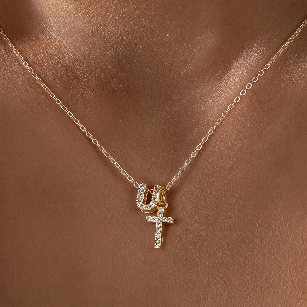 Christianartworkshop Individuell gestaltete Halskette mit Strass-Kreuzanhänger (Anfangsbuchstabe A-Z): Zeitloses Symbol sanfter himmlischer Fürsorge - U - image 22