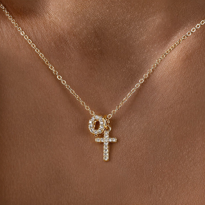 Christianartworkshop Individuell gestaltete Halskette mit Strass-Kreuzanhänger (Anfangsbuchstabe A-Z): Zeitloses Symbol sanfter himmlischer Fürsorge - O - image 16