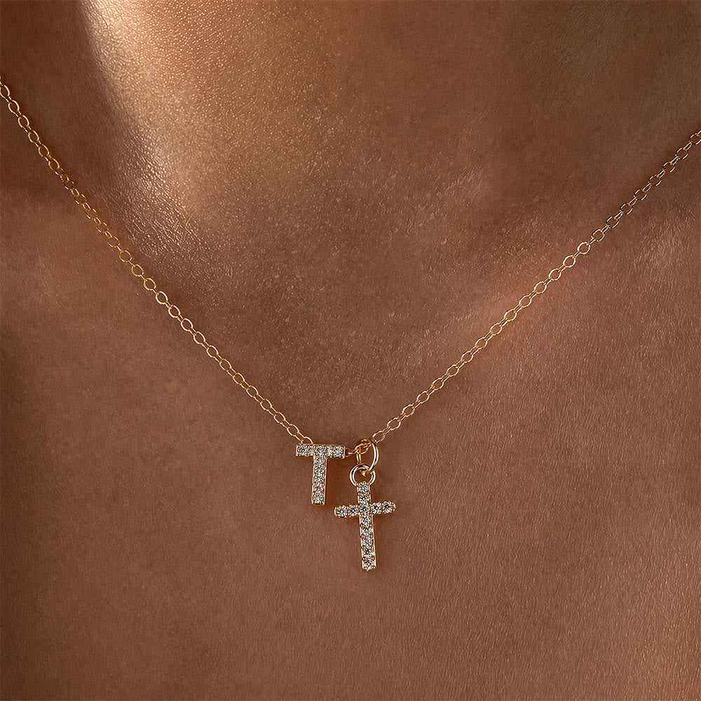 Christianartworkshop Individuell gestaltete Halskette mit Strass-Kreuzanhänger (Anfangsbuchstabe A-Z): Zeitloses Symbol sanfter himmlischer Fürsorge - T - image 21