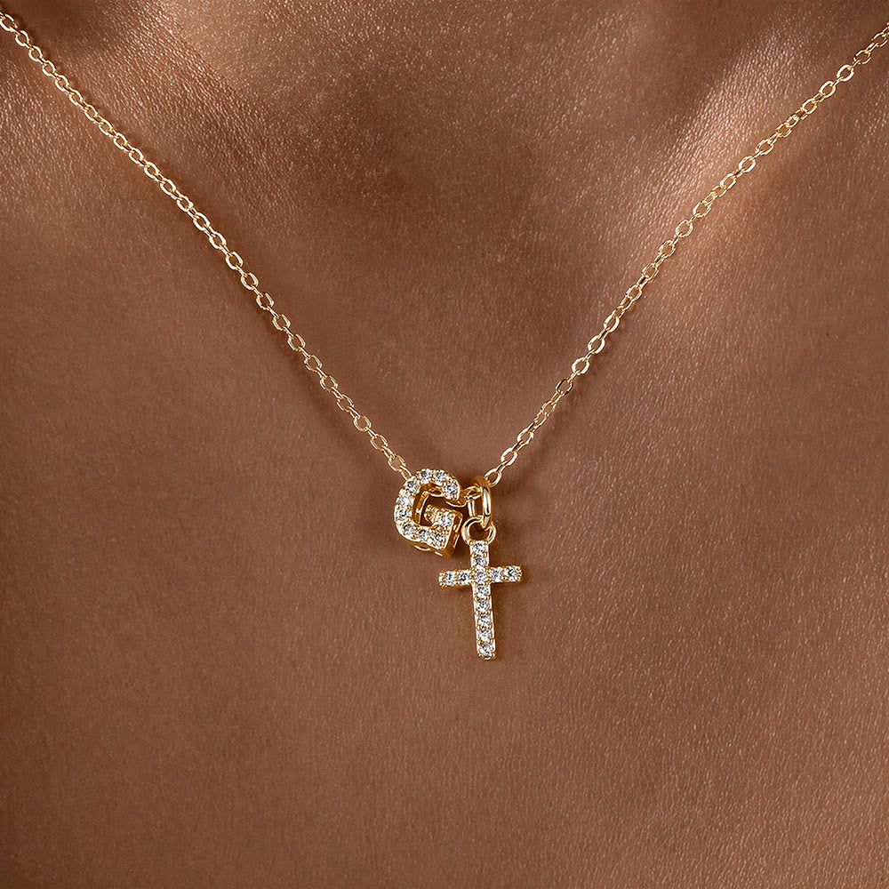 Christianartworkshop Individuell gestaltete Halskette mit Strass-Kreuzanhänger (Anfangsbuchstabe A-Z): Zeitloses Symbol sanfter himmlischer Fürsorge - G - image 8