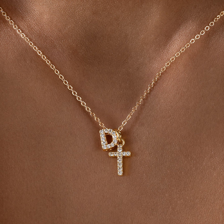 Christianartworkshop Individuell gestaltete Halskette mit Strass-Kreuzanhänger (Anfangsbuchstabe A-Z): Zeitloses Symbol sanfter himmlischer Fürsorge - D - image 5