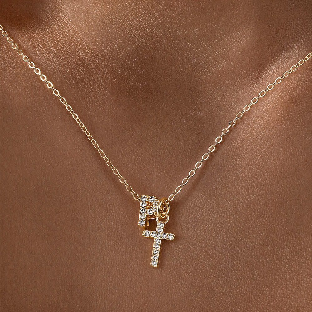 Christianartworkshop Individuell gestaltete Halskette mit Strass-Kreuzanhänger (Anfangsbuchstabe A-Z): Zeitloses Symbol sanfter himmlischer Fürsorge - P - image 17