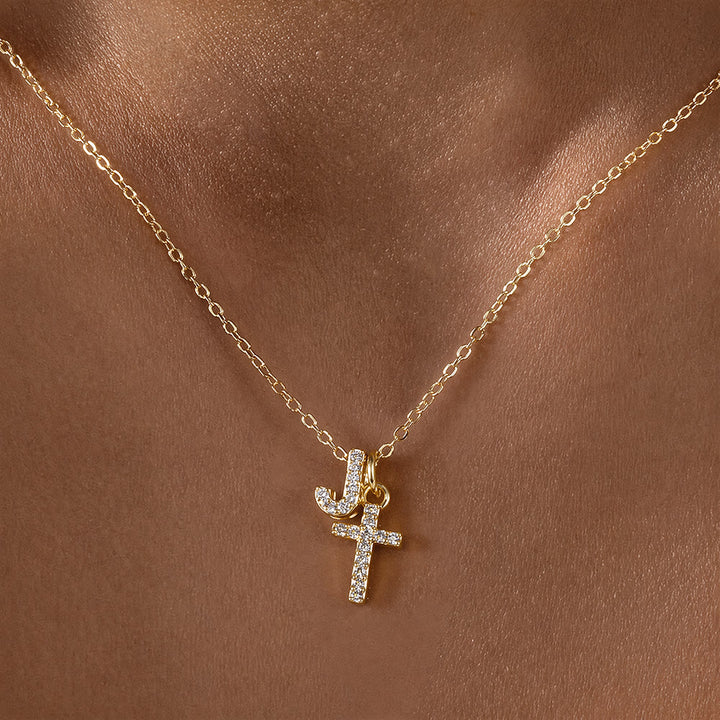 Christianartworkshop Individuell gestaltete Halskette mit Strass-Kreuzanhänger (Anfangsbuchstabe A-Z): Zeitloses Symbol sanfter himmlischer Fürsorge - J - image 11