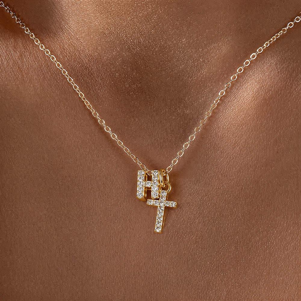 Christianartworkshop Individuell gestaltete Halskette mit Strass-Kreuzanhänger (Anfangsbuchstabe A-Z): Zeitloses Symbol sanfter himmlischer Fürsorge - H - image 9