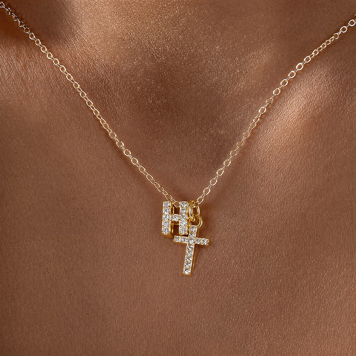 Christianartworkshop Individuell gestaltete Halskette mit Strass-Kreuzanhänger (Anfangsbuchstabe A-Z): Zeitloses Symbol sanfter himmlischer Fürsorge - H - image 9
