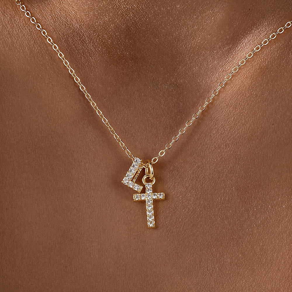 Christianartworkshop Individuell gestaltete Halskette mit Strass-Kreuzanhänger (Anfangsbuchstabe A-Z): Zeitloses Symbol sanfter himmlischer Fürsorge - L - image 13