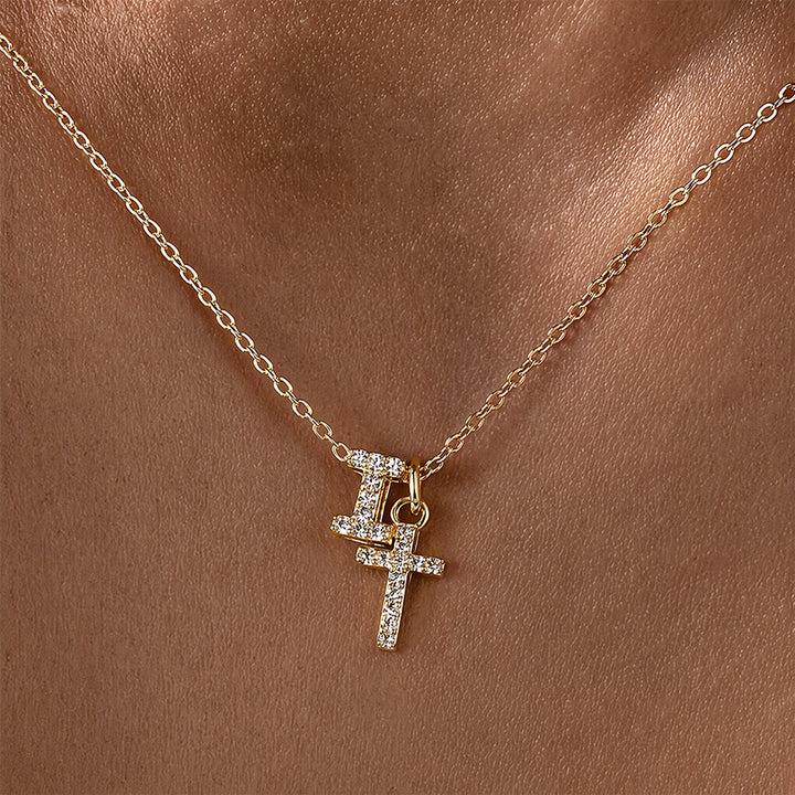 Christianartworkshop Individuell gestaltete Halskette mit Strass-Kreuzanhänger (Anfangsbuchstabe A-Z): Zeitloses Symbol sanfter himmlischer Fürsorge - ICH - image 10