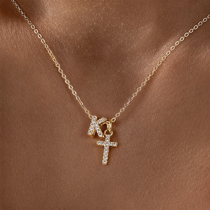 Christianartworkshop Individuell gestaltete Halskette mit Strass-Kreuzanhänger (Anfangsbuchstabe A-Z): Zeitloses Symbol sanfter himmlischer Fürsorge - K - image 12