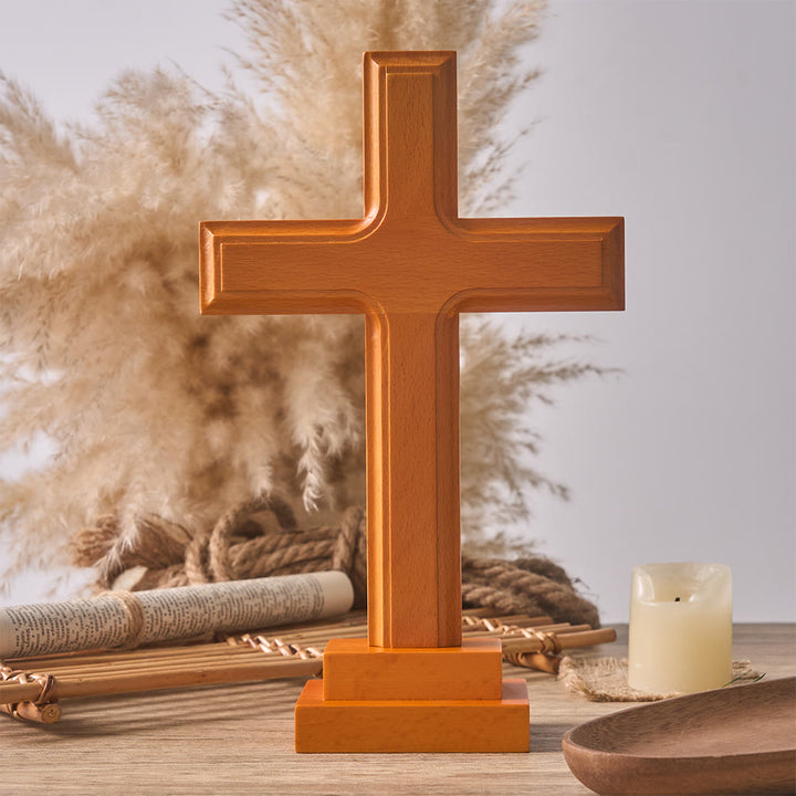 Christianartworkshop Tischdekoration in Form eines Holzkreuzes mit Sockel: Ein subtiles Zeichen spiritueller Gelassenheit - Kreuzen - image 0