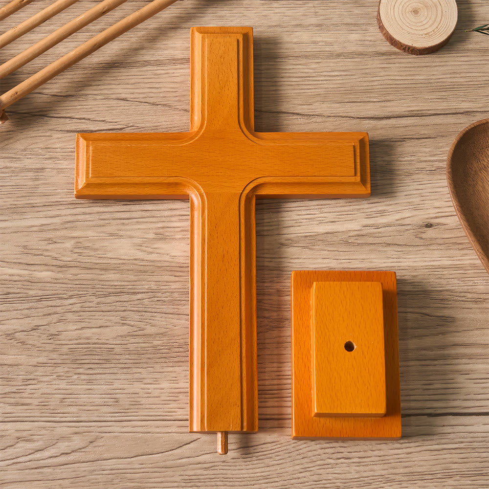 Christianartworkshop Tischdekoration in Form eines Holzkreuzes mit Sockel: Ein subtiles Zeichen spiritueller Gelassenheit - image 4