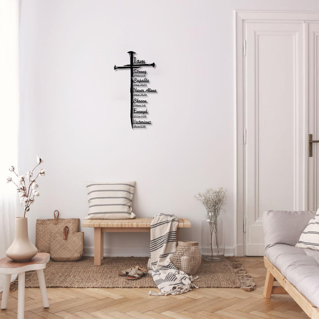 Christianartworkshop Nagelförmiges Kreuz mit biblischer Botschaft – Wanddekoration aus Metall: Zeitloses Symbol der heiligen Gnade - image 4