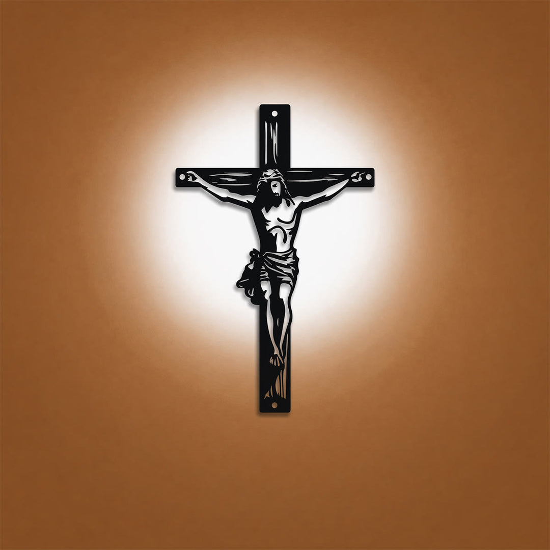 Christianartworkshop Jesus-Kreuz-Silhouette als Wanddekoration aus Metall: Zeitloses Symbol der heiligen, erlösenden Gnade - image 0