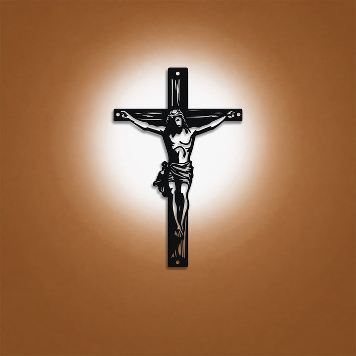 Christianartworkshop Jesus-Kreuz-Silhouette als Wanddekoration aus Metall: Zeitloses Symbol der heiligen, erlösenden Gnade - image 0