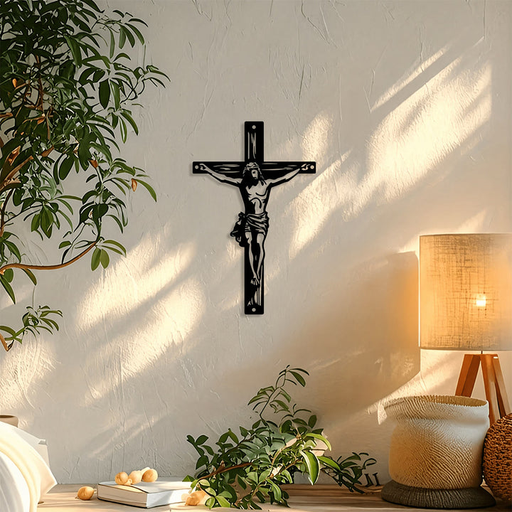 Christianartworkshop Jesus-Kreuz-Silhouette als Wanddekoration aus Metall: Zeitloses Symbol der heiligen, erlösenden Gnade - image 3