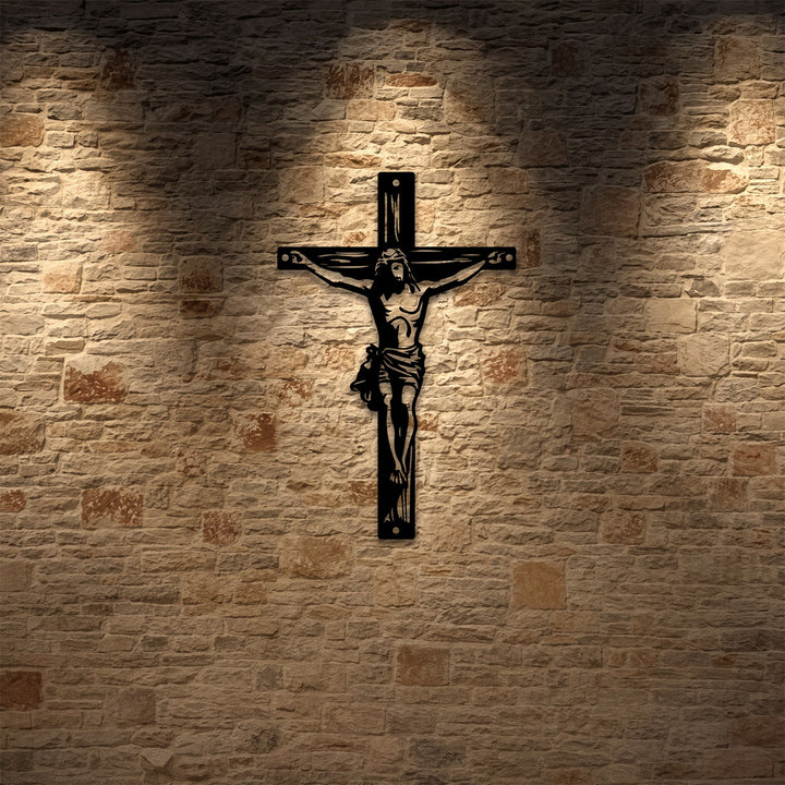 Christianartworkshop Jesus-Kreuz-Silhouette als Wanddekoration aus Metall: Zeitloses Symbol der heiligen, erlösenden Gnade - image 4