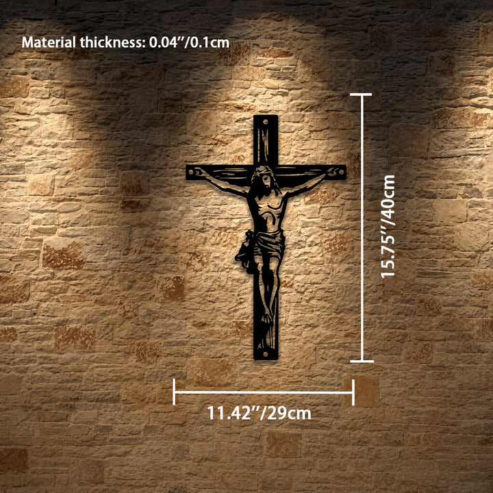 Christianartworkshop Jesus-Kreuz-Silhouette als Wanddekoration aus Metall: Zeitloses Symbol der heiligen, erlösenden Gnade - 11,42''*15,75''*0,04''/29*40*0,1 cm - image 6